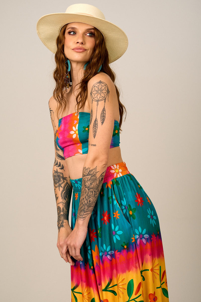 Calça Saruel Pantalona Colorida Estampada Yacamim I9