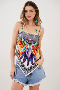 Cropped Lenço Off White Estampa Exclusiva Yacamim I5