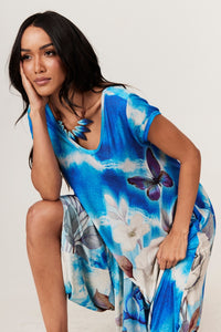 Macacão Saruel Azul Estampado Tie Dye Yacamim O1