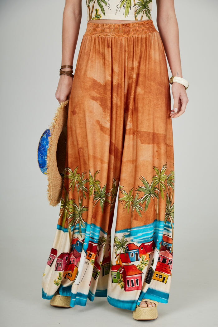 Calça Pantalona Marrom Cocada Coleção Bahêa Yacamim Q2