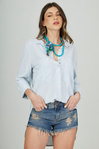 Chemise Amplo Azul Listrado Yacamim M6