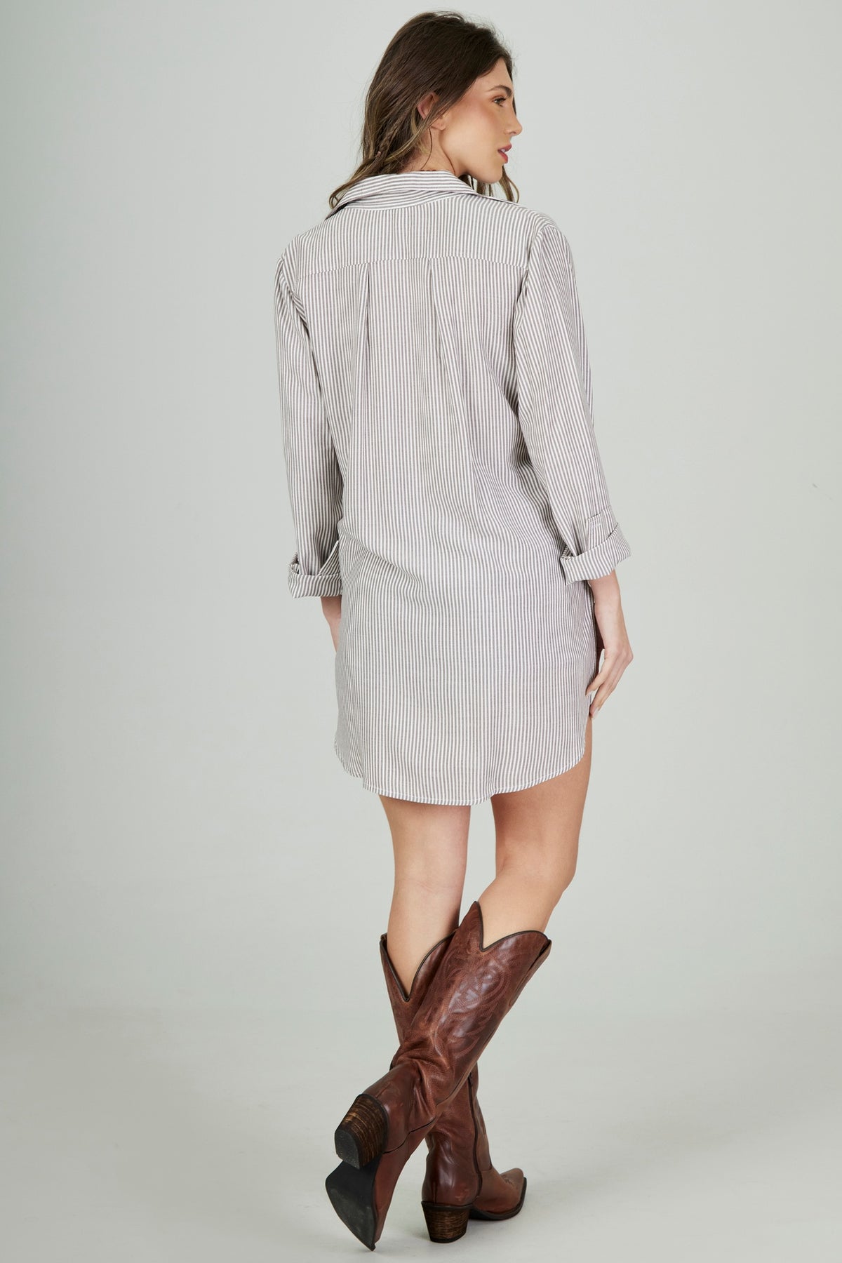 Chemise Amplo Marrom Listrado Yacamim L5