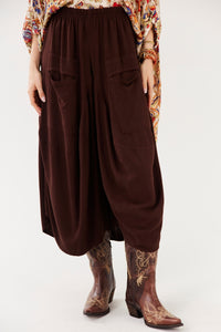 Calça Pantacourt Saruel Marrom Yacamim T6