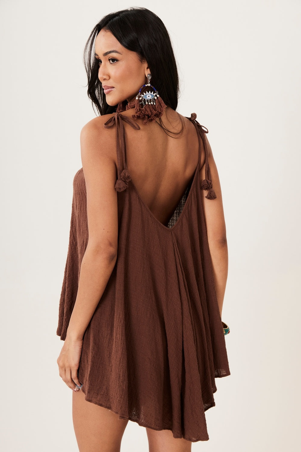 Bata Ampla 100% Algodão Gaze Marrakesh Marrom Yacamim B11