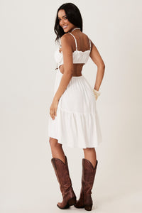Vestido Curto De Viscolinho Off White Yacamim C25