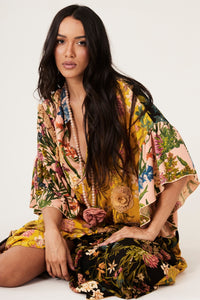 Vestido Longo Amarelo E Preto patchwork Yacamim C18