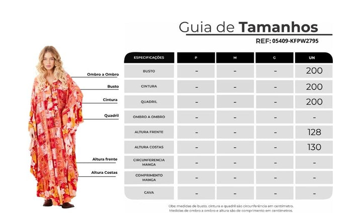 Kaftan Longo Laranja Estampa Geométrica Patchwork Yacamim J8