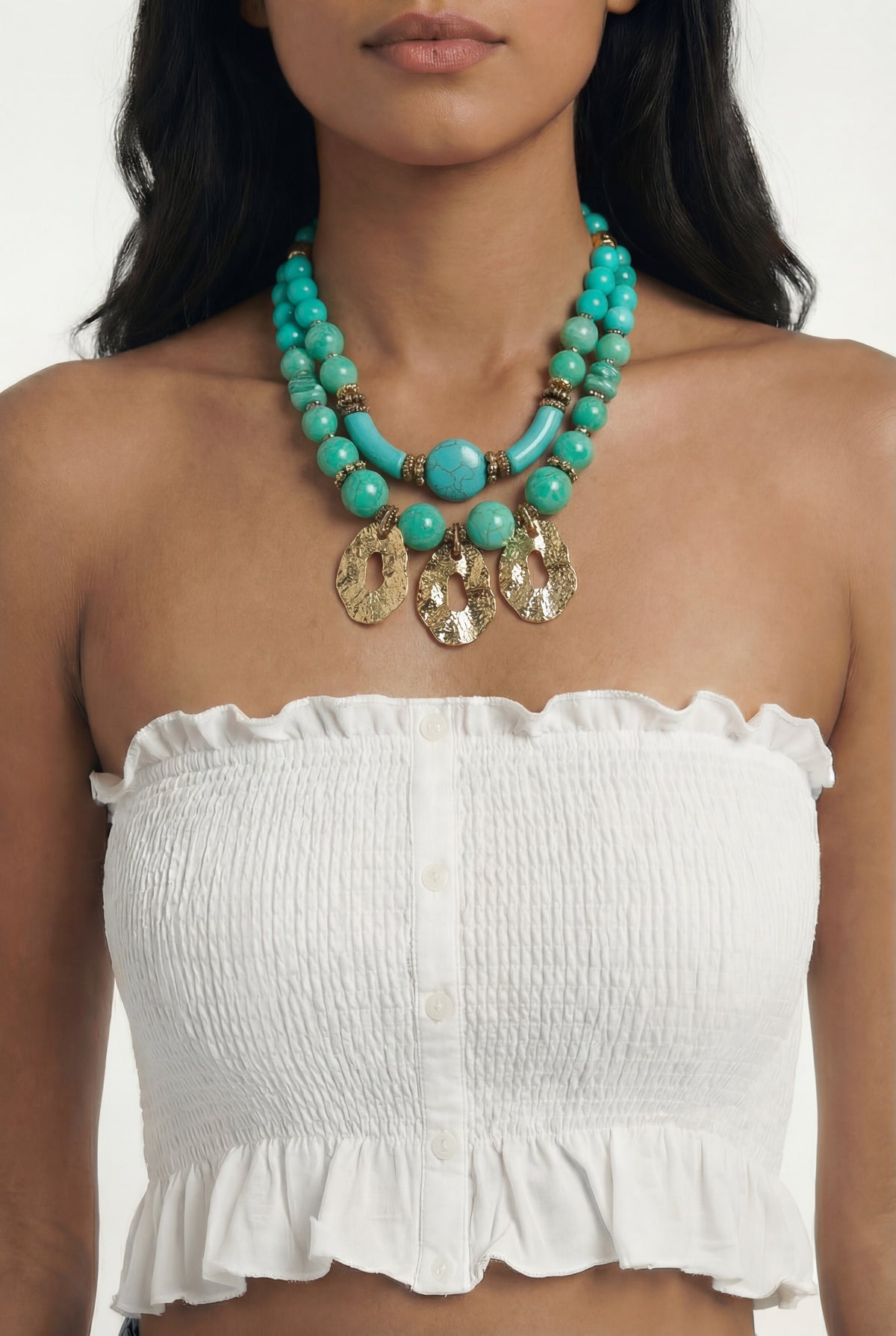 Colar Artesanal Com Esferas Verdes Yacamim #81