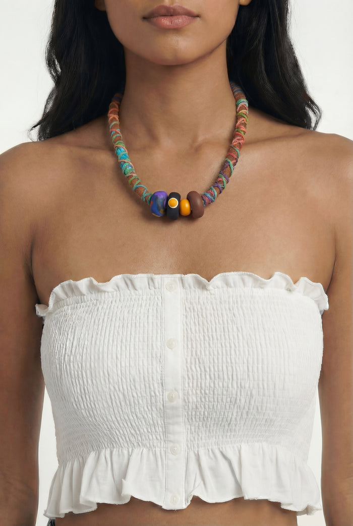 Colar Artesanal De Cordas Coloridas Yacamim #417