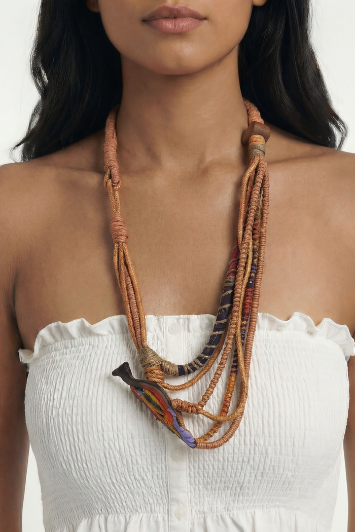 Colar Artesanal De Cordas Coloridas Yacamim #732