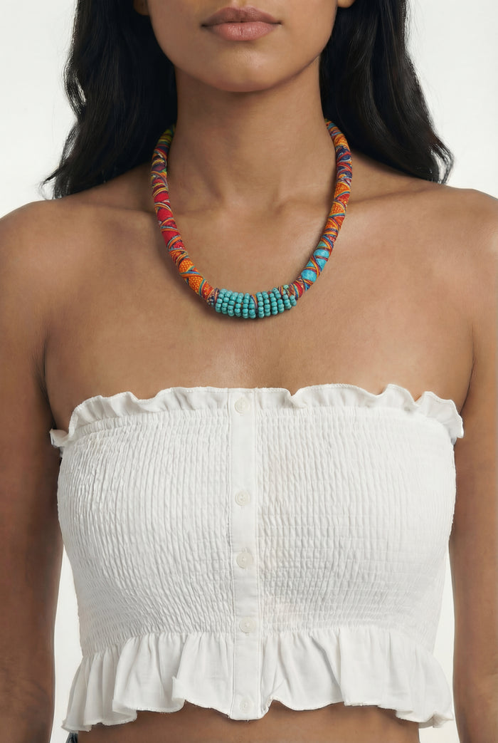 Colar Artesanal De Cordas Coloridas Yacamim #739