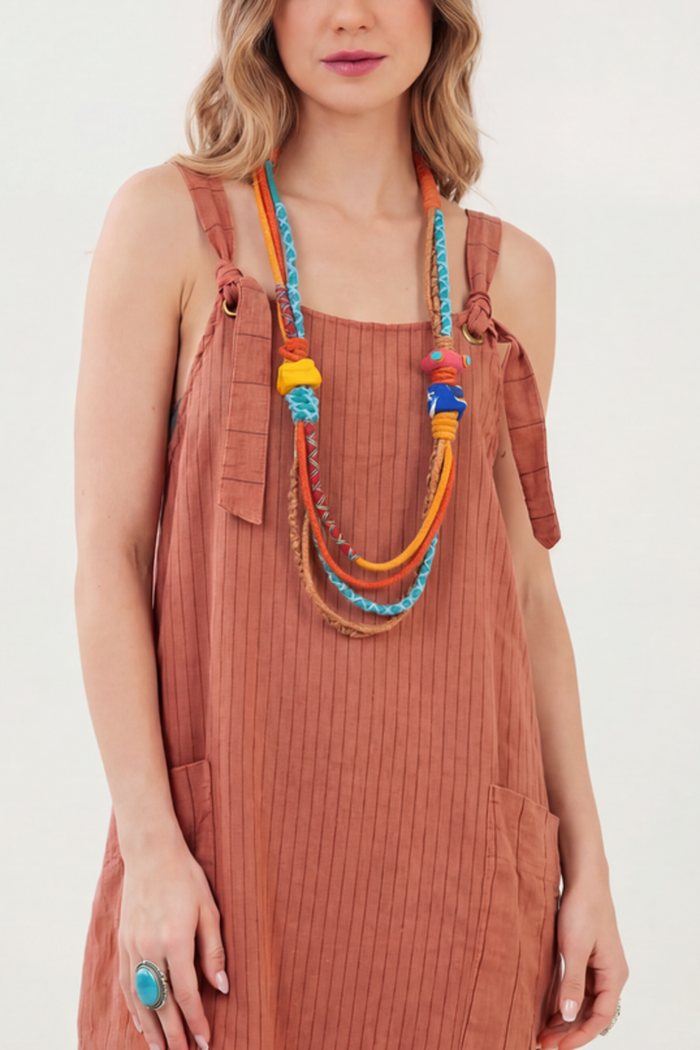 Colar Artesanal De Cordas Coloridas Yacamim #748