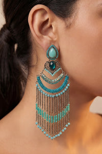 Brinco Artesanal De Miçangas Azul Yacamim #684