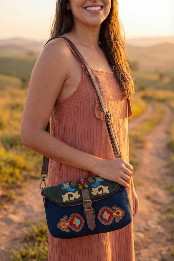 Bolsa Pochete De Lona Artesanal Yacamim #775